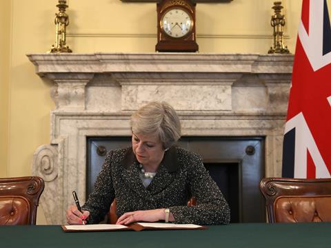 Theresa May signs Article 50_single use