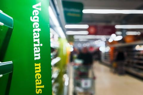 Healthy Vegetarian Meals section in Supermarket - GettyImages-1149509548