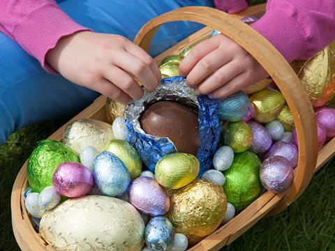 easter eggs basket little girl