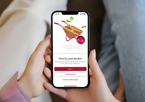pret a manger subscription app phone mockup