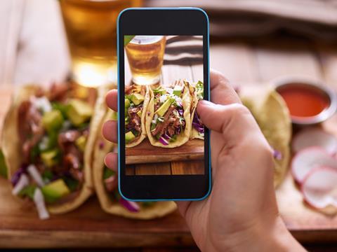 taking picture of food on phone instagram mexican