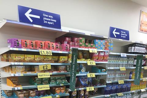 Tesco social distancing signage