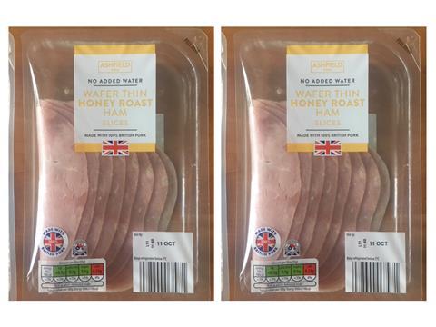 aldi recyclable plastic on cooked meat ham