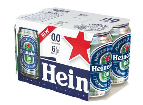 Heineken 0.0 lager six-pack of cans