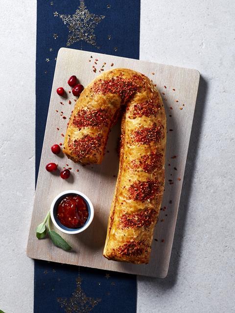Candy cane sausage roll 