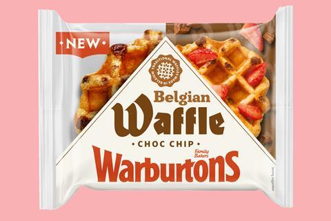 Warburtons Choc Chip Belgian Waffles - pack shot  2100x1400