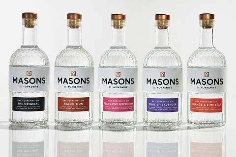 Masons Gin Range straight clean labels
