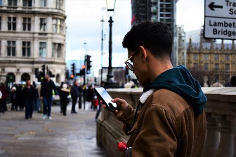 man on phone london street