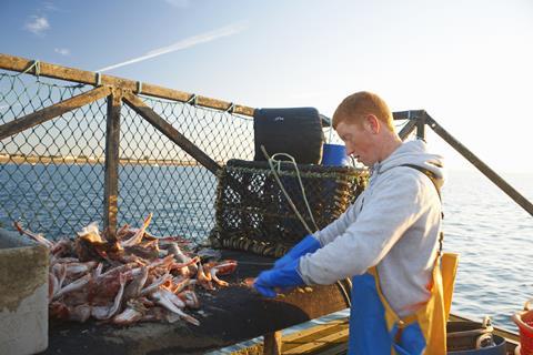 Fisherman working on boat