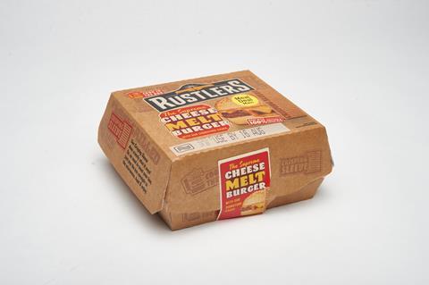 Rustlers Cook in Box The Supreme Cheese Melt Burger