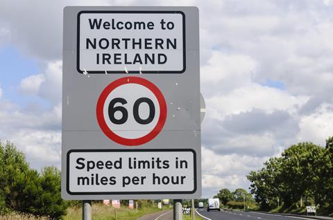 northern ireland border road sign