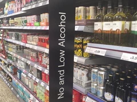 tesco no and low alcohol aisle