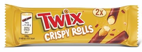 Twix 721196-V01_TwixCrispyRolls_Single_3D front on view
