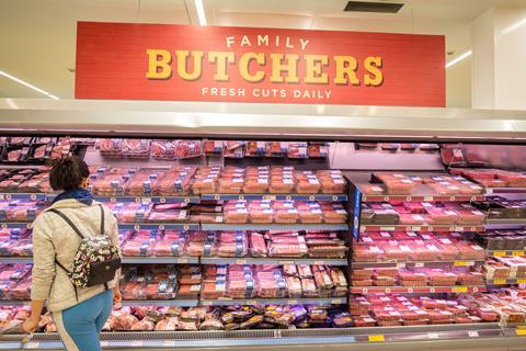 Morrisons fresh meat aisle and shopper