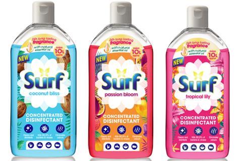 Surf concentrated cleaning products range