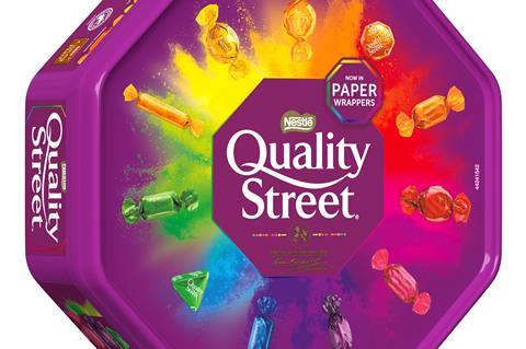 Paper pack Quality Street white background