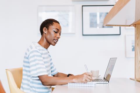 business woman working on computer