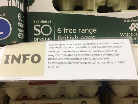 sainsburys free range egg notice