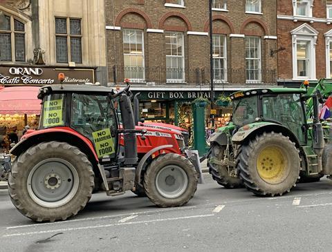 Tractors blocking street in farmers protest
