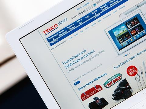 Tesco Direct website shown on a laptop screen_ONE USE ONLY