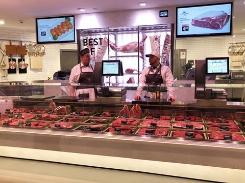 Meat counter in Edeka Dusseldorf