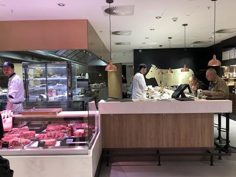 In-store food to go option at the meat counter of Edeka Dusseldorf