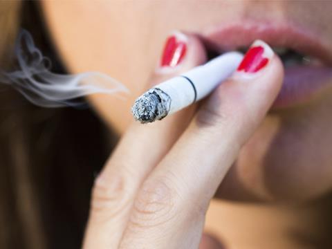 Woman smoking a cigarette