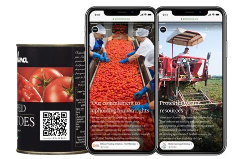Napolina QR code and product story