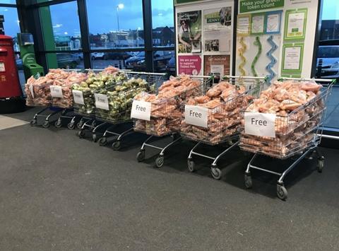 surplus christmas vegetables at asda barry