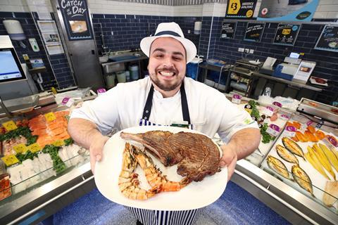 morrisons tomahawk steak and prawns