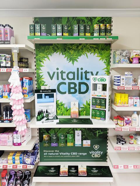 VITALITY CBD DISPLAY IN A PHARMACY