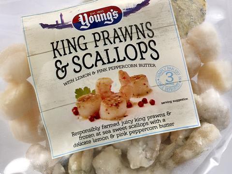 youngs king prawns and scallops