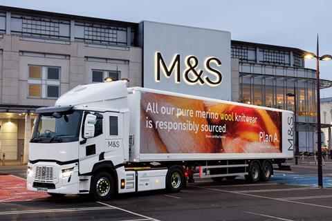 mands marks and spencer lorry freight supply chain store eco