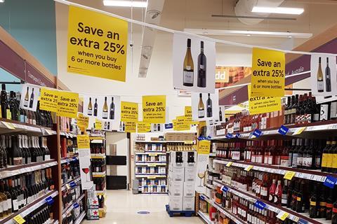 Tesco alcohol aisle offers promo