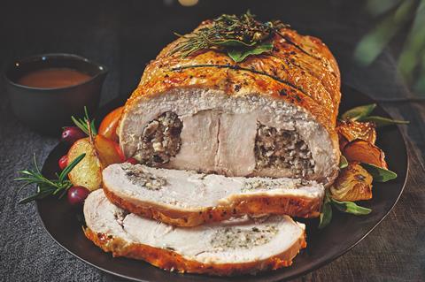 TESCO FINEST BRITISH FR BRONZE DOUBLE STUFFED BONELESS TURKEY BREAST