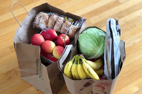 paper bags groceries fruit veg