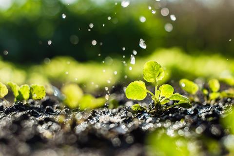 Watering crops field