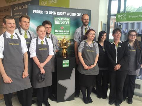 waitrose staff rugby world cup trophy heineken