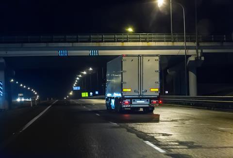 lorry truck at night