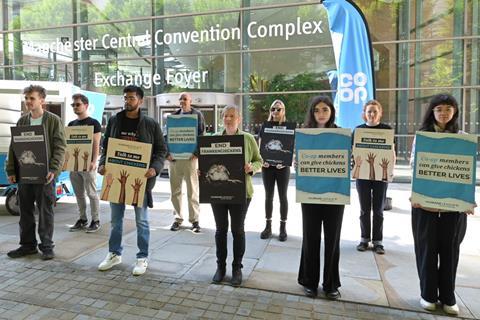 Humane League protest at Co-op AGM