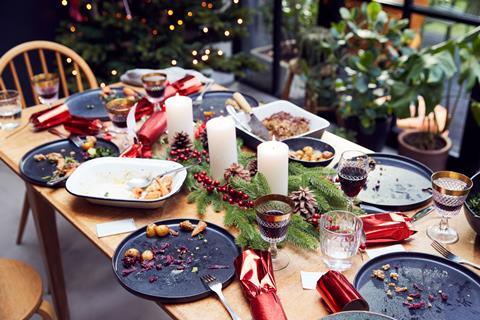 Christmas dinner table leftovers food waste