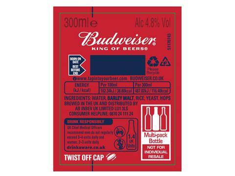 AB InBev Budweiser nutritional information label