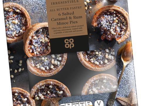 co-op salted caramel and rum mince pies