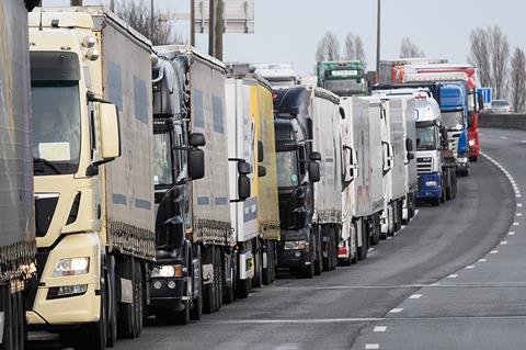 lorries queue traffic