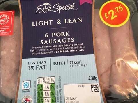 asda light and lean sausages