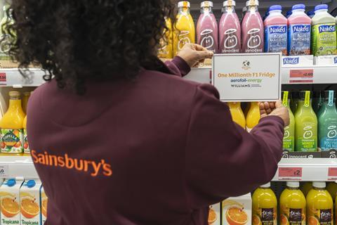 Sainsburys aerofoil F1 fridge staff juice