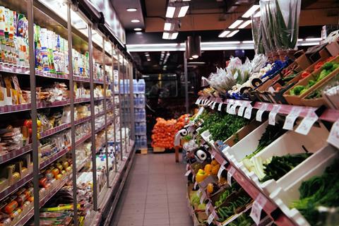 convenience store aisle chillers loose veg