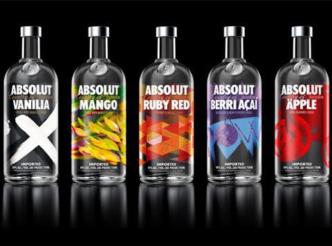 Absolut flavoured vodka