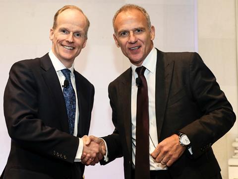 Booker CEO Charles Wilson (left) and Tesco CEO Dave Lewis