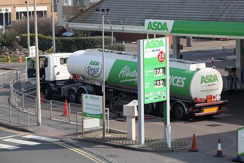 asda forecourt petrol fuel tanker